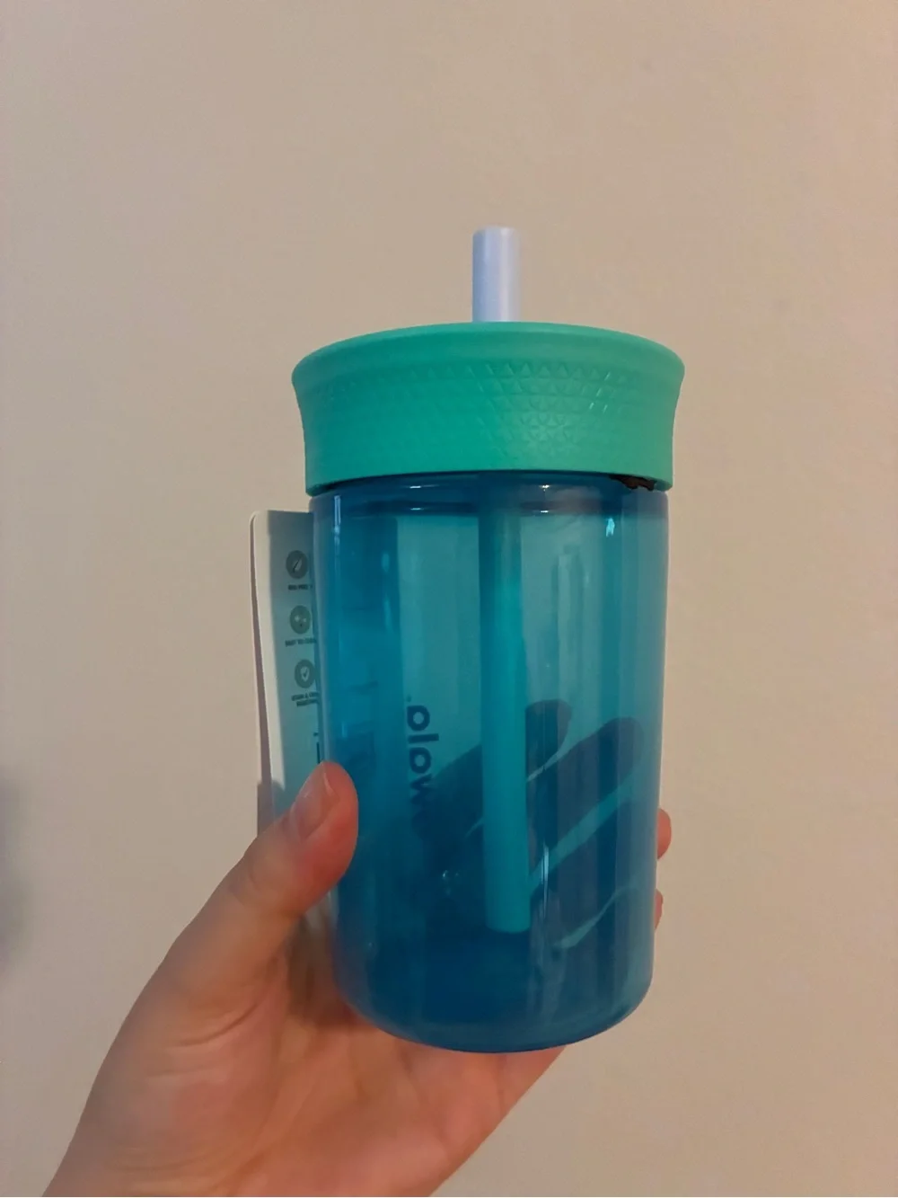 Owala Kids 15 oz Plastic Tumbler Blue Lagoon Spill Resistant Straw Cup New